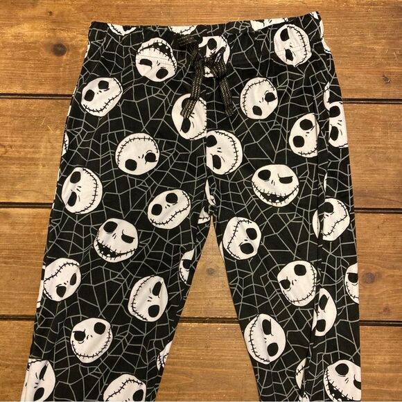 Nightmare Before Christmas Jack Skellington Black Pajama Joggers Medium NWT - Picture 2 of 7